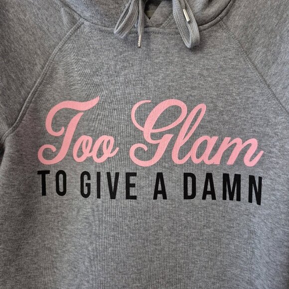 NWT Ardene grey “Too Glam" graphic print hooded sweatshirt, S - Picture 11 of 11